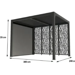 Pergola Bioclimatica Alluminio con Tenda Pannelli Privacy 240x300 cm