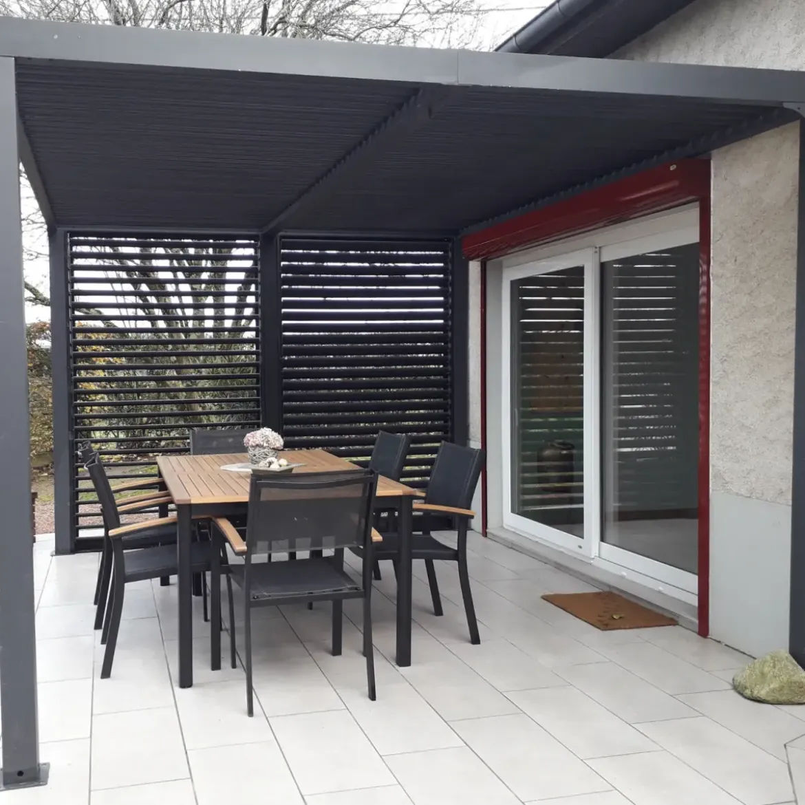 Pergola Bioclimatica Autoportante Alluminio 360x300 cm Lamelle Laterali