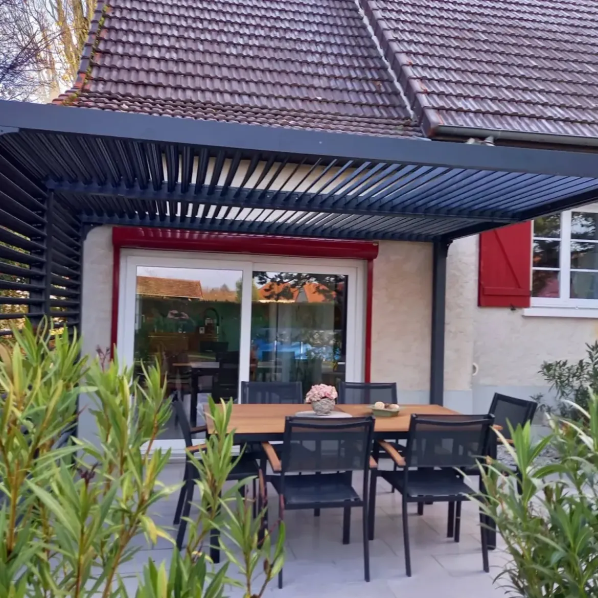 Pergola Bioclimatica Autoportante Alluminio 360x300 cm Lamelle Laterali
