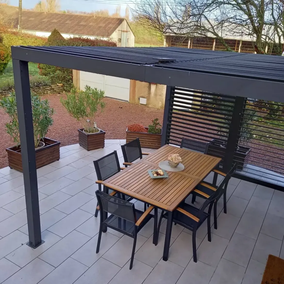 Pergola Bioclimatica Autoportante Alluminio 360x300 cm Lamelle Laterali