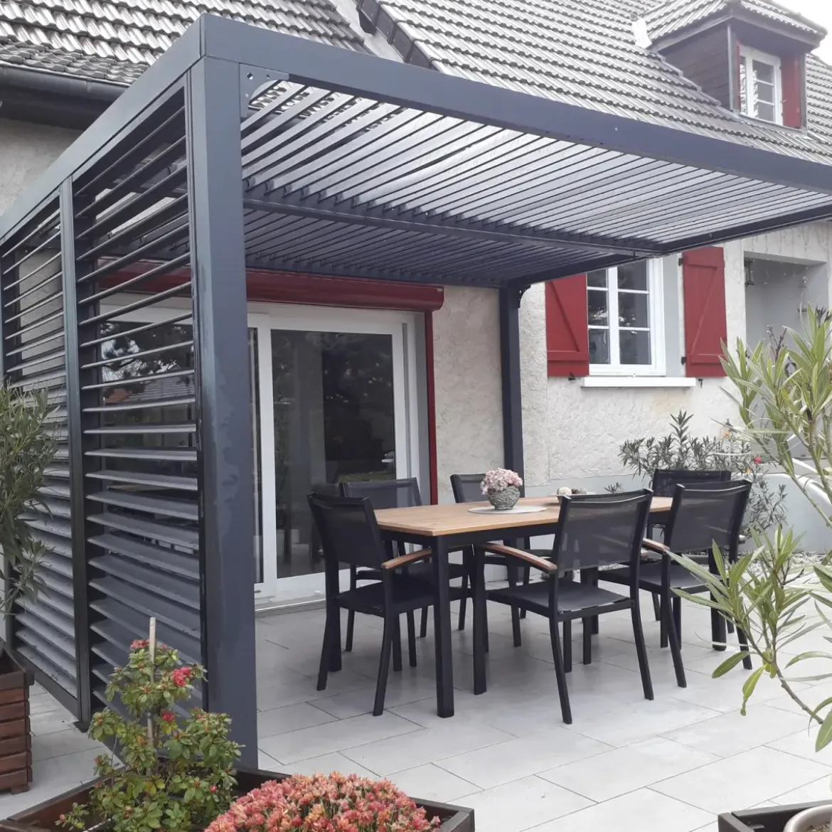 Pergola Bioclimatica Autoportante Alluminio 360x300 cm Lamelle Laterali