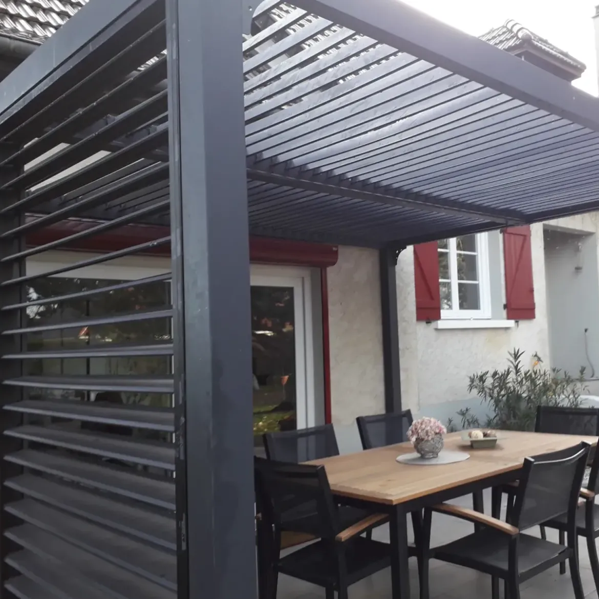Pergola Bioclimatica Autoportante Alluminio 360x300 cm Lamelle Laterali