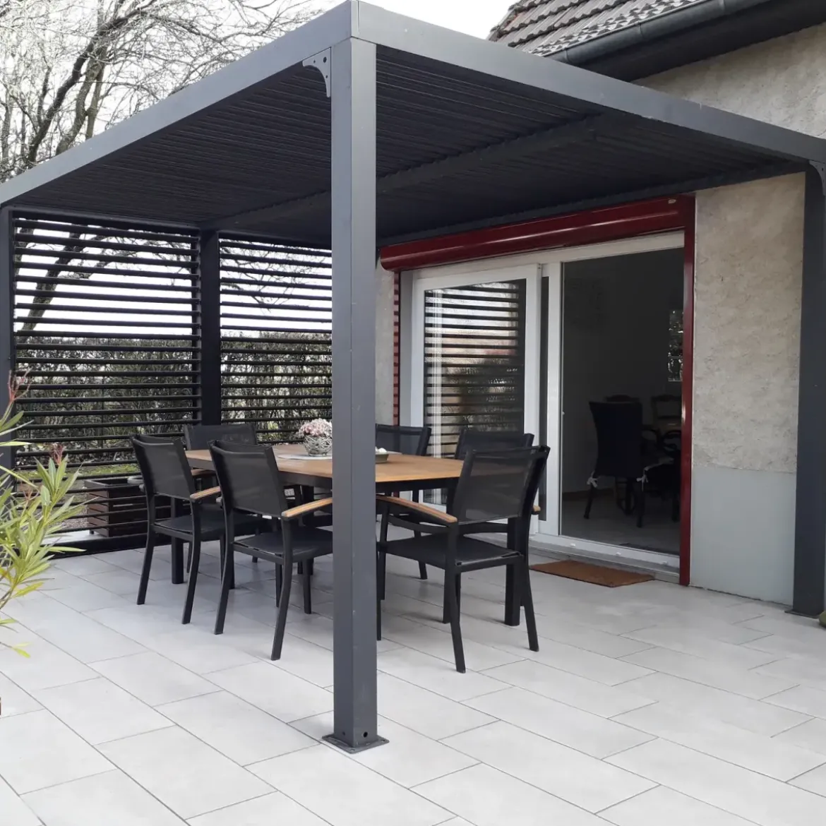 Pergola Bioclimatica Autoportante Alluminio 360x300 cm Lamelle Laterali