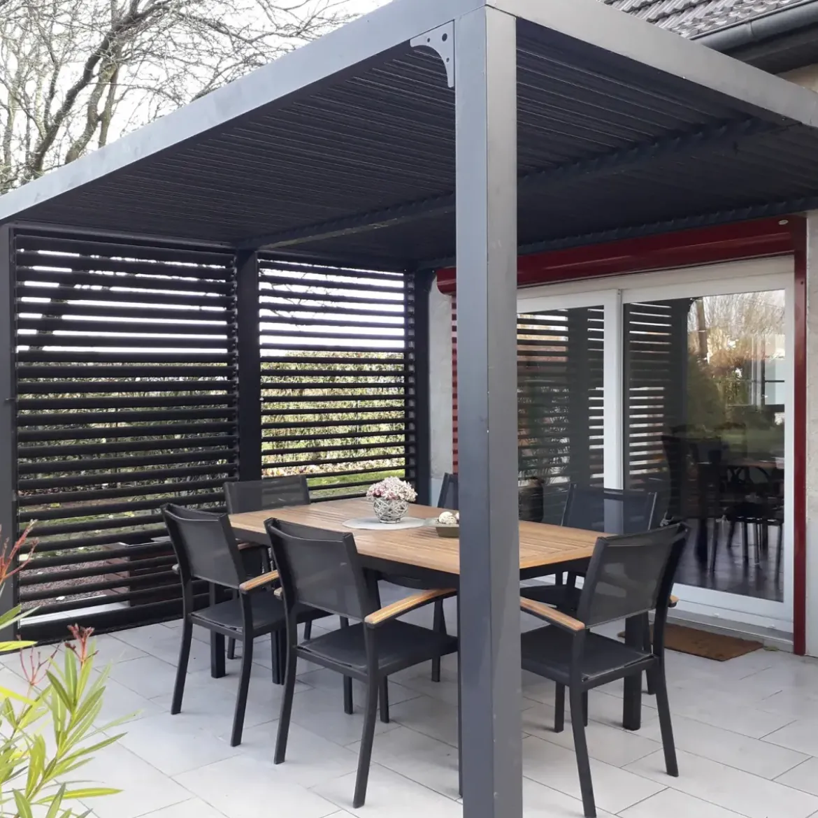 Pergola Bioclimatica Autoportante Alluminio 360x300 cm Lamelle Laterali