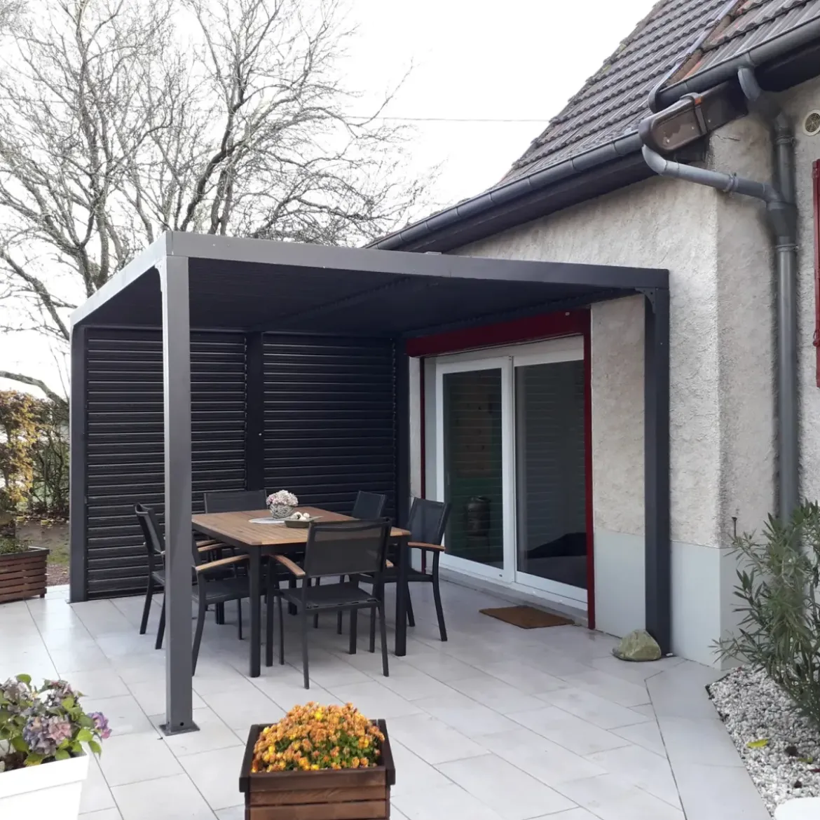 Pergola Bioclimatica Autoportante Alluminio 360x300 cm Lamelle Laterali