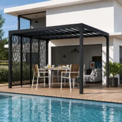 Pergola Bioclimatica con 4 Pannelli Frangivista 360x300 cm Alluminio