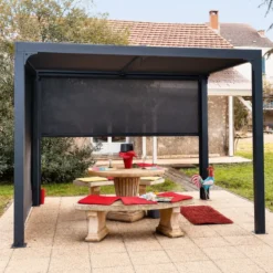 Pergola Bioclimatica da Esterno 240x300 cm 2 Teli Laterali Manuali