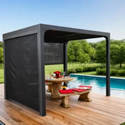 Pergola Bioclimatica da Esterno 240x300 cm 2 Teli Laterali Manuali