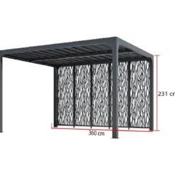 Pergola Bioclimatica da Giardino 360x300 cm con 5 Pannelli Frangivista