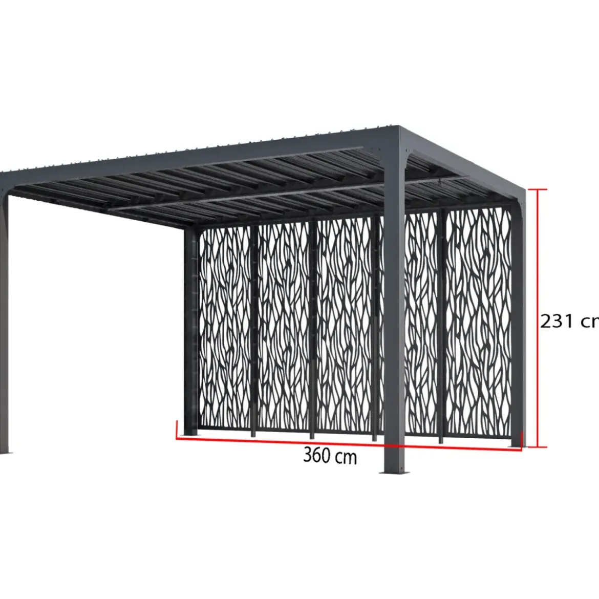 Pergola Bioclimatica da Giardino 360x300 cm con 5 Pannelli Frangivista