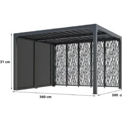 Pergola Bioclimatica da Giardino 360x300 Alluminio Lamelle Frangivista