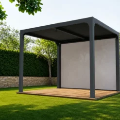Pergola Bioclimatica in Alluminio 240x300 cm con Telo Laterale Manuale