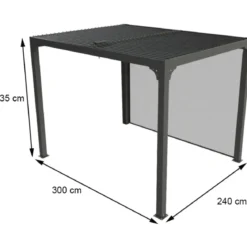 Pergola Bioclimatica in Alluminio 240x300 cm con Telo Laterale Manuale