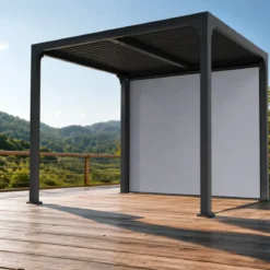Pergola Bioclimatica in Alluminio 240x300 cm con Telo Laterale Manuale