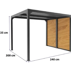 Pergola Bioclimatica in Alluminio 240x300 con Frangisole Simil Legno