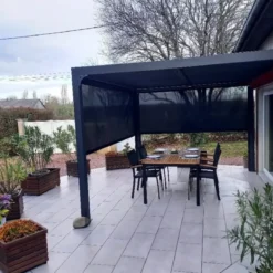 Pergola Bioclimatica in Alluminio 360x300 cm con 2 Teli Laterali Grigi