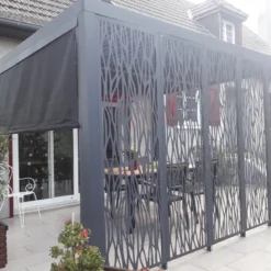Pergola Bioclimatica in Alluminio 360x300 cm con Tenda e 5 Pannelli