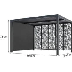 Pergola Bioclimatica in Alluminio 360x300 cm con Tenda e 5 Pannelli