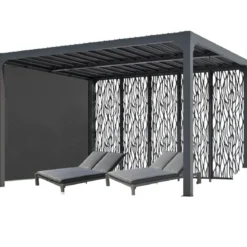 Pergola Bioclimatica in Alluminio 360x300 cm con Tenda e 5 Pannelli