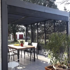 Pergola Bioclimatica in Alluminio 360x300 cm con Tenda e 5 Pannelli