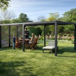 Pergola bioclimatica in alluminio 3.6x6 antracite con veneziane