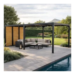 Pergola bioclimatica in alluminio 3.6x6 antracite con veneziane