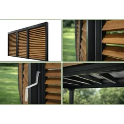 Pergola bioclimatica in alluminio 3.6x6 antracite con veneziane
