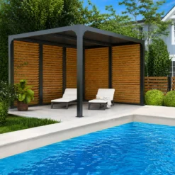 Pergola Bioclimatica 360x300 cm con Lamelle Effetto Legno 2 Lati