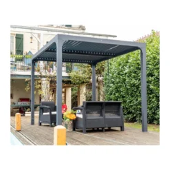 Pergola Bioclimatica 3x2.4 mt in Alluminio Gazebo da Giardino Terrazzo Pergolato