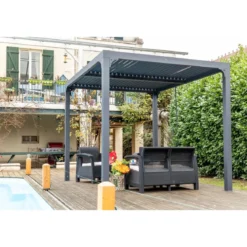 Pergola Bioclimatica 3x2.4 mt in Alluminio Gazebo da Giardino Terrazzo Pergolato