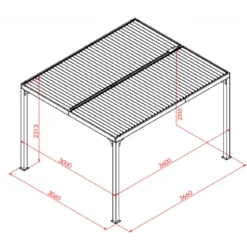 Pergola Bioclimatica 3.6x3 mt in Alluminio Gazebo da Giardino Terrazzo Pergolato