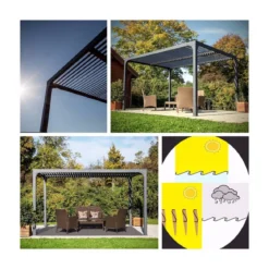 Pergola Bioclimatica 3.6x3 mt in Alluminio Gazebo da Giardino Terrazzo Pergolato