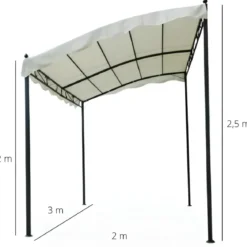 Pergola Gazebo da Giardino 3x2m Acciaio Poliestere Copertura Ingresso