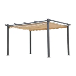 Pergola Gazebo 3x4 in Alluminio Telo Tenda Retrattile Carport Auto Giardino