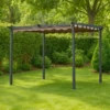 Pergola 3x3 con Telo Retrattile in Acciaio da Esterno Carport Auto Moto