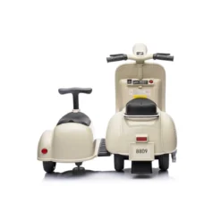 Piaggio Crema Vespa Mini con Sidecar Elettrica da Bambini a Batteria 6 V