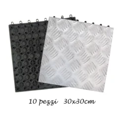 10 Piastrelle 30x30 Alluminio Antiscivolo Pavimento Esterno Giardino Mattonelle