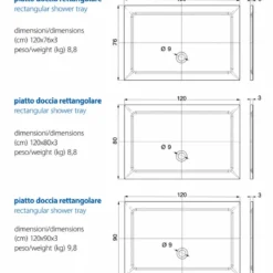 Piatto Doccia in Resina Rettangolare o Quadrato 72 90 76 120 80 120 90 120 Slim