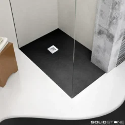 Piatto Doccia Nero Effetto Pietra Solidstone Tagliabile 70 80 90 100 120 140