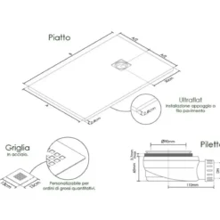 Piatto Doccia Rettangolare 70 80 90 100 120 Effetto Pietra Ultra Slim Avorio
