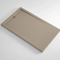 Piatto Doccia Slim Moka in Resina Marmo Effetto Pietra Filo Pavimento Moderno