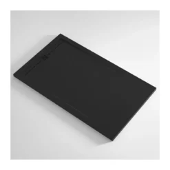 Piatto Doccia Slim Nero Marmoresina Effetto Pietra Ruvido a Pavimento Piletta