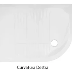 Piatto Doccia 70x90 6.5 cm Bianco Angolare Ceramica Semicircolare con Piletta