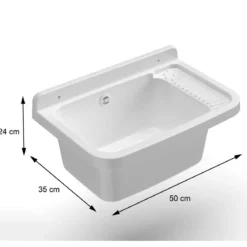 Pilozzo Acquaio in Resina 50x35 da Esterno con Sifone Piletta Vasca Lavatoio