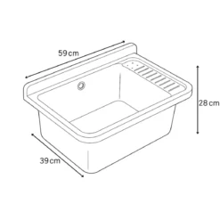 Pilozzo Lavabo in Resina 59x39x28 cm da Esterno Sifone e Kit Montaggio