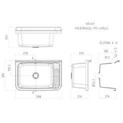 Pilozzo Lavabo in Resina 59x39x28 cm da Esterno Sifone e Kit Montaggio