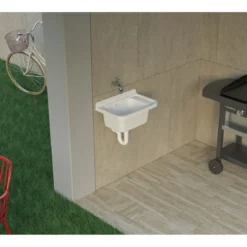 Pilozzo Lavabo in Resina 59x39x28 cm da Esterno Sifone e Kit Montaggio