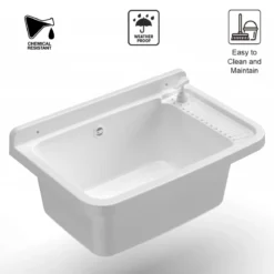 Pilozzo Parete Bianco 59x39x28 cm Resina con Dispenser e Kit Fissaggio