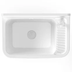 Pilozzo per Esterno 50x35 cm Bianco con Dispenser Sapone Lavabo a Muro