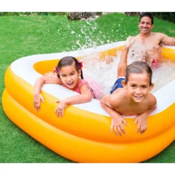 Piscina Anelli Gonfiabile Estate Rettangolare per Famiglia Fuori Terra